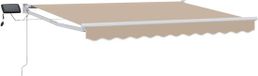 vidaXL Handbediende luifel met LED's Beige en Wit 3 x 2,5 m
