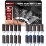 20 stuks schuurhulzen voor Dremel rotatiegereedschap met 3 mm schacht 600/800/1000/1200 schuurbits voor schuren en roest, metalen randen, slijpen van steen en hout