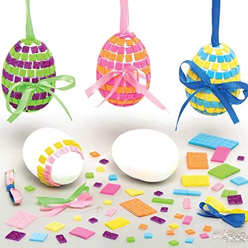 Baker Ross mozaïek paasei knutselset voor kinderen (4 stuks) steekspel creatieve set om te knutselen met Pasen