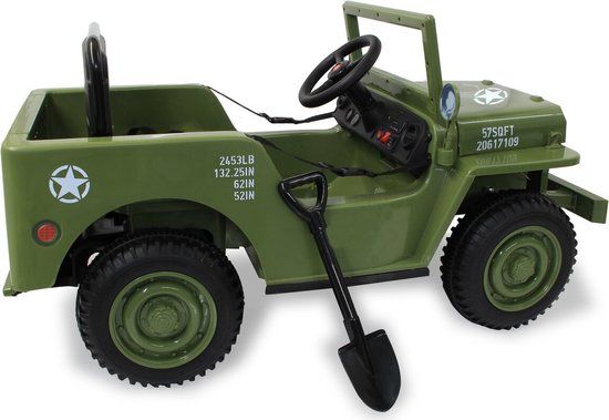 Jamara Willys MB Jeep - 12V Accuvoertuig - Legergroen - 25 kg - 4+ jaar