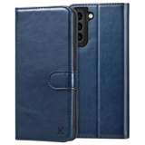 NONE Samsung Galaxy S21 Leren portemonnee Marineblauw telefoonhoesje, magnetische kaarthoes, hoesje van eco-leer, Samsung S21 accessoireshoesje, smartphonehoesje portemonnee
