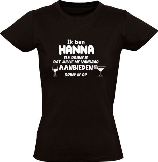Sol's Ik ben Hanna Dames T-shirt 4XL | Zwart | Verjaardag