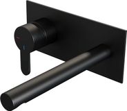Brauer Black Edition Inbouw Wastafelmengkraan met Rechte Uitloop en Afdekplaat Model D2 Mat Zwart