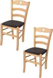 t m c s Tommychairs Cuore - Eetkamerstoelen - Set van 2 - Naturel - Kunstleer & Hout