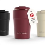 LARS NYSØM Bevægelse Thermos Coffee Mug-to-go 380ml - BPA-vrij met Isolatie - Lekvrije Roestvrijstalen Thermosbeker (Berry Red - Powder)