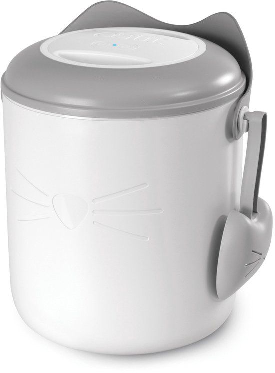 Catit CA Pixi Vacuum Food Storage Bin 9.6L - White/Grey - Cat Food Container