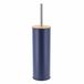 Tendance Toilet/badkamer toiletborstel met houder - Bamboo Vibe - donkerblauw - D10 x H40 cm