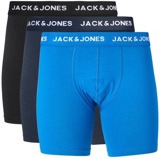 JACK & JONES PLUS SIZE Jack & Jones Heren 3-Pack Boxershorts Lange Pijpen Plus Size Blauw & Zwart