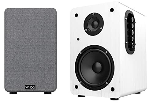 Wiibo - Neo 100 - Draagbare Bluetooth-luidspreker Vintage - Intelligente HiFi-luidsprekers - Plankluidsprekers - Vermogen 100 W - 250 mm x 180 mm x 300 mm - Wit