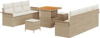 vidaXL Tuinbank Set Beige Poly Rattan