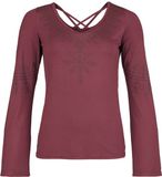 Black Premium by EMP Donkerrood shirt met lange mouwen en zeefdruk - Dames - XXL