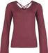 Black Premium by EMP Donkerrood shirt met lange mouwen en zeefdruk - Dames - XXL