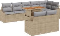 vidaXL Salon de jardin 9 pièces Beige polyrattan Ensemble d'angle 5 places Avec table