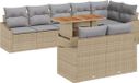vidaXL Tuinbank Set 9-delig Beige Polyrattan Hoek loungeset 5 zitplekken Inclusief tafel