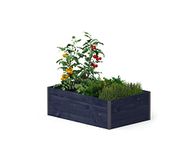Upyard GardenBox Modern verhoogd bloembed van hout, ergonomisch verhoogd bloembed voor terras en tuin, plantenbak voor groenten en kruiden, 120 x 80 x 40 cm, zwart