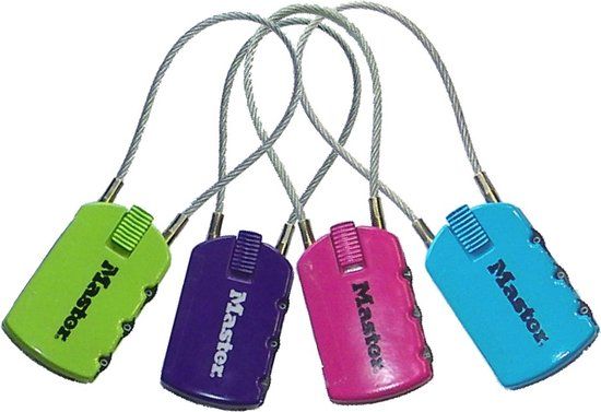 Master Lock 4684EURTCOL Combinatiehangsloten met adreslabel, willekeurige kleur, 6,5 x 3 x 1,1 cm, 2 stuks