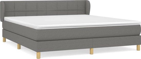 vidaXL Boxspring met matras stof donkergrijs 180x200 cm