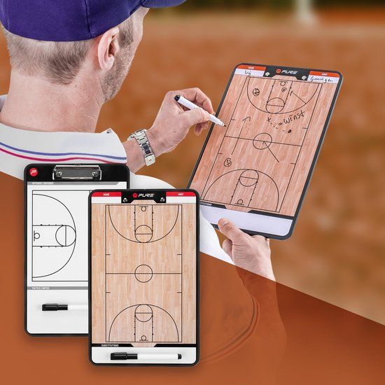 Pure2Improve Tactiekbord / Coachbord Basketbal - Wit/Zwart