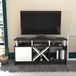 Support TV, anthracite/blanc, 120x29,9x60,6 cm, mélamine