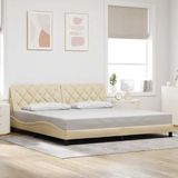 vidaXL Bedframe zonder matras, stof, crèmekleurig, 200x200 cm