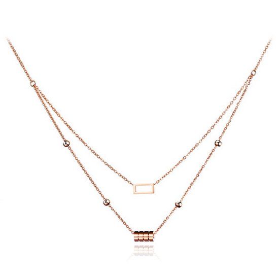 Cilla Jewels dames choker Edelstaal Cylinder Square Rose