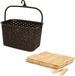 Merkloos / Sans marque Plastic Forte Wasknijpersmandje met ophanghaak - bruin - en 60x houten wasknijpers 7 cm - was ophangen