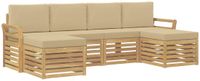 vidaXL Tuinset met 6 zitplaatsen, wit en beige, polyester