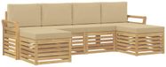 vidaXL Tuinset met 6 zitplaatsen, wit en beige, polyester