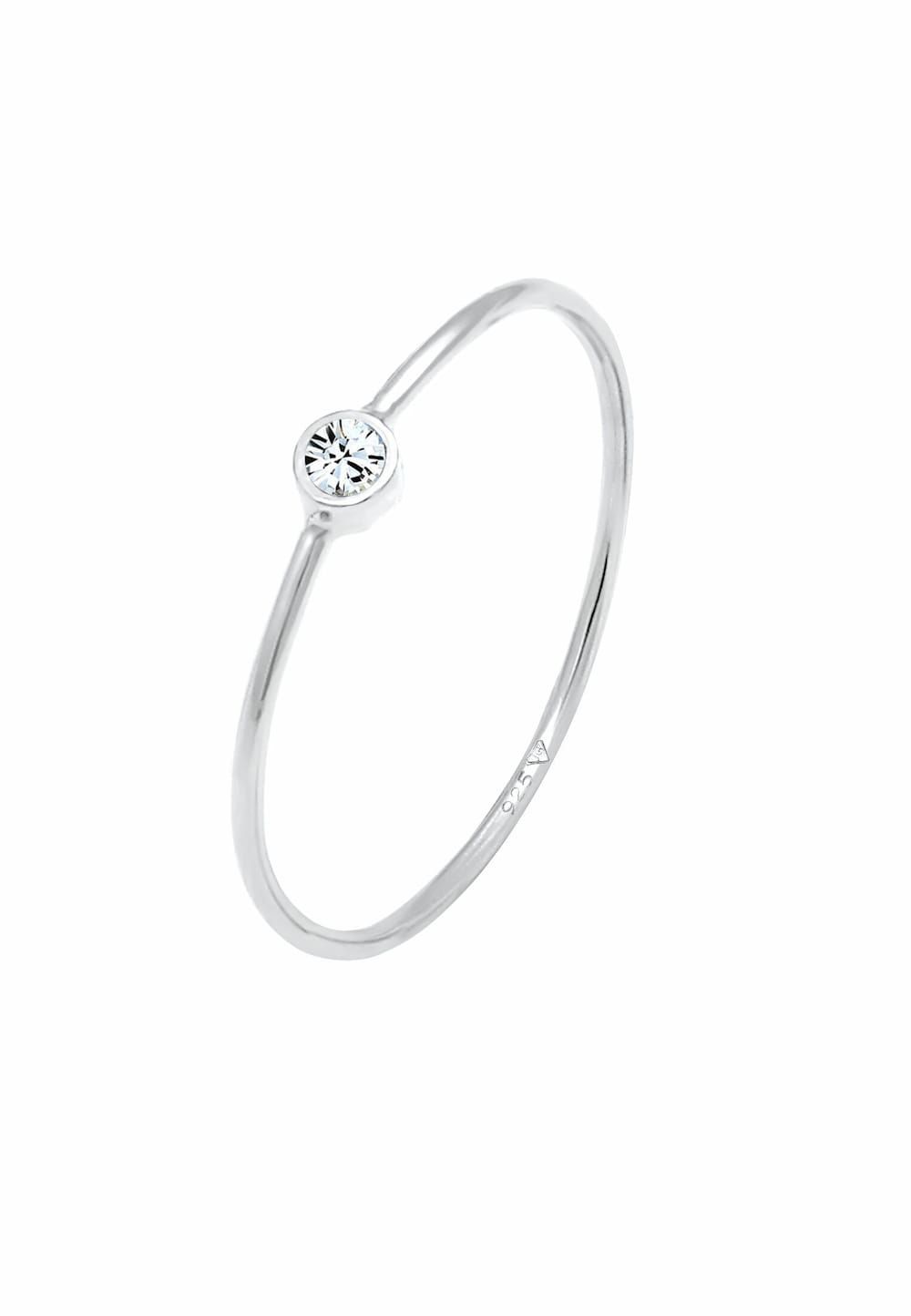 Elli Ring Dames Eenzaam met Kristal - 925 Sterling Zilver