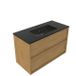 Saniclass Mat Eiken Natural Hout Badkamermeubelset - 100x45x62cm - Vygo Keramische Wasbak Zwart