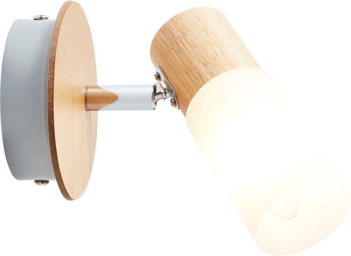 Brilliant Babsan wandspot hout licht / wit - Grijs