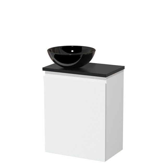 Maxaro Modulo Toiletmeubel 41cm - Mat Wit - Mat Zwart Blad - Greeploos