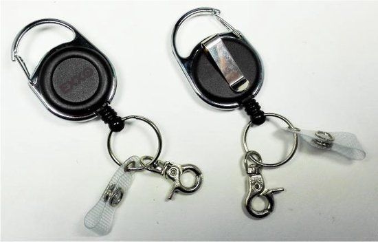 EXXO #09240 - Badge met afrolmechanisme / trekkoord - Zwart - 2 stuks