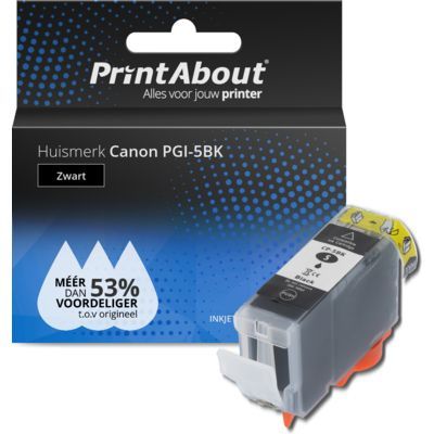 PrintAbout Huismerk PGI-5BK Zwart | Compatibel met Canon