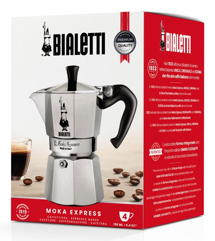 Bialetti Moka Express Percolator - 4 Cups - Aluminum