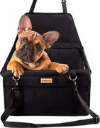 De Blaffende Kat Opvouwbare autostoel hond – 40x30cm Inclusief opbergtak en E-Book – Hondenmand auto – Autozitje hond – Hondenstoel auto – Autobench voor hond en kat – Zwart zwart