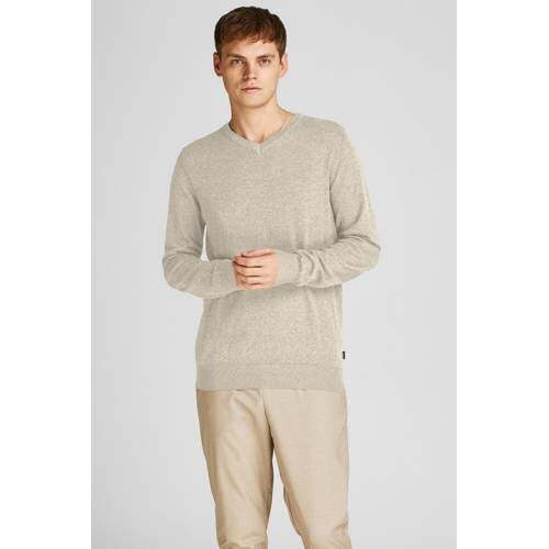 JACK & JONES JACK & JONES ESSENTIALS gemêleerde trui JJEEMIL oatmeal