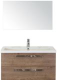 BES LED Seville Badmeubelset 100 cm - Tabacco - Wastafel Djazz 1 Kraangat met Spiegel