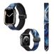 Horlogebandje Apple Watch Horlogebandje 22 mm (38/40/41/42/44/45 mm) van siliconen en echt leer: blauw marmer