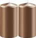 Enlightening Candles 2x Metallic koperen cilinderkaarsen/stompkaarsen 6 x 15 cm 58 branduren - Geurloze kaarsen metallic koper - Woondecoraties