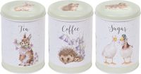 Wrendale Set met 3 Voorraadblikken - 'The Country Set' Country Animal Tea Coffee Sugar Set