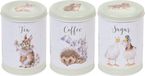 Wrendale Set met 3 Voorraadblikken - 'The Country Set' Country Animal Tea Coffee Sugar Set