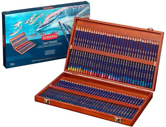 Derwent Inktense Aquarelpotloden - 72 stuks in houten kist