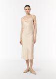 Comma Beige Robe mi-longue à manches longues en satin unie 40