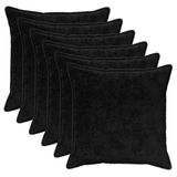 vidaXL - Taie d'oreiller - 6 pièces - Noir - 65 x 65 cm - Fausse fourrure de lapin