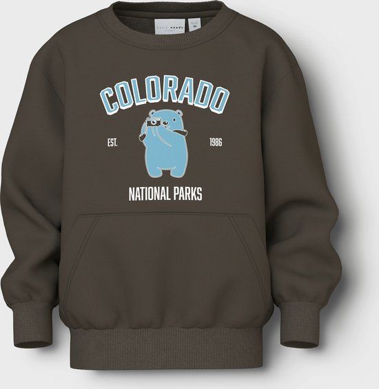 NAME IT Jongens Nmmvoder Ls Nreg Sweat Box Unb Sweater - Turkish Coffee - Maat 92