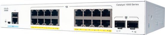 Cisco Catalyst C1000-16T-2G-L Switch - 16x Ethernet, 2x SFP, 36 Gbps, Managed