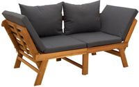 vidaXL 3-in-1 Tuinbank met Kussens, Massief Acacia Hout, Donkergrijs