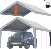 Vevor Garagetent 3,6 X 6 M Garagedaktent Onderdak Dekzeil Waterdicht Uv-Beschermd Eenvoudige Installatie met Spanbanden Grijs