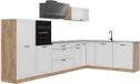 Vicco Hoekkeuken R-Line, Wit landelijk/Goudkleurig Eiken, 347 cm marmer werkblad